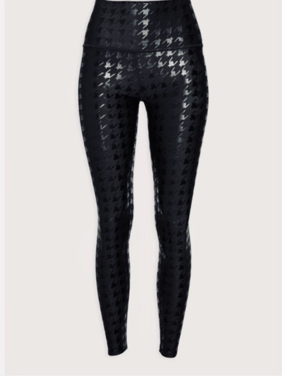 lululemon athletica Pants - Lululemon Peloton Limited Edition NWOT Shiny Black Houndstooth High-Waist Leggin